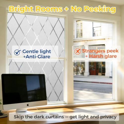 OHTMERU Window Privacy Film Decorative Non-Adhesive, Reusable, Anti-Glare - Image 2