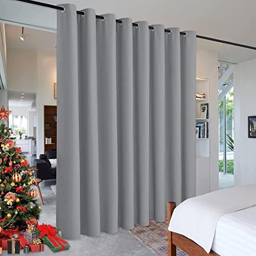 RYB HOME Room Divider Curtains Blackout, Total Privacy Curtains Screen Partition, Noise Block & Thermal Insulated Drapes for Bedroom Sliding Door Backdrop, W 180 x L 108 inch, Sliver Grey, 1 Pc by RYBHOME