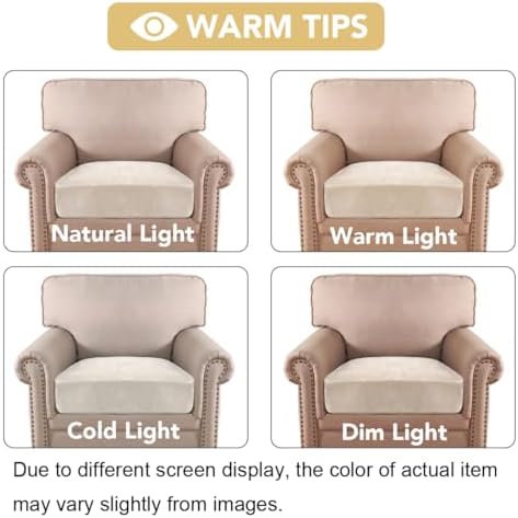H.VERSAILTEX Velvet Stretch Couch Cushion Cover Plush Cushion Slipcover for Chair Cushion Furniture Protector Seat Cushion Sofa Cover (1 Piece Armchair Cushion Covers, Ivory) - Image 6