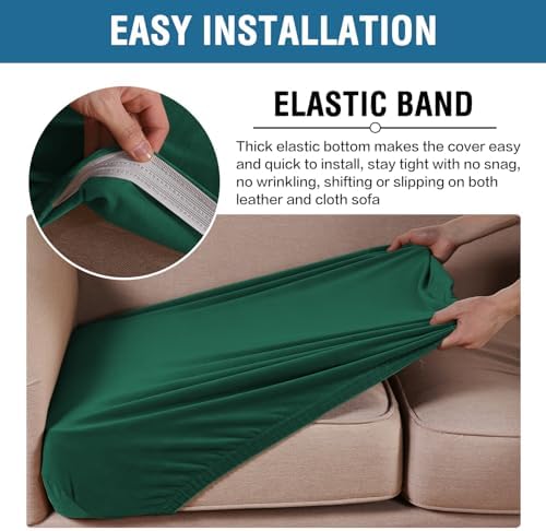 H.VERSAILTEX Velvet Stretch Couch Cushion Cover Plush Cushion Slipcover for Chair Cushion Furniture Protector Seat Cushion for Sofa Cover (1 Piece Armchair Cushion Covers, Vintage Green) - Image 4