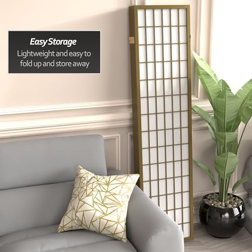Oriental Furniture 6 ft. Tall Window Pane - Special Edition - Gold - 5 Panels - Image 6