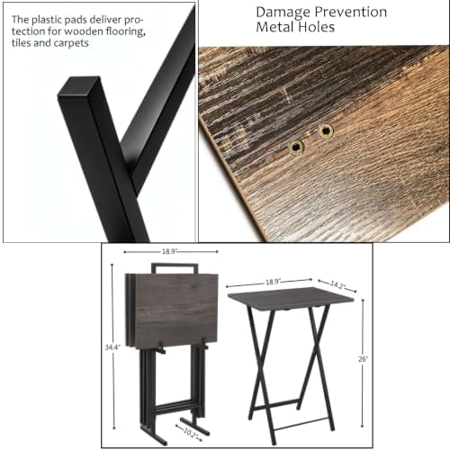 Folding TV Tray Table, Set of 2 Small Table, TV Dinner Table, Snack Tray Table Set, Portable Foldable Desk, Sofa Side Table, TV Tray Table for Couch, Living Room, Small Space - Image 3