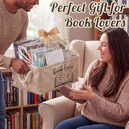 Marsui Book Lover Gifts Book Storage Basket, Reading Corner Organizer Supplies Classroom Storage Bin Bookish Accessories Bookworm Gift for Teacher Club Members Student Reading Corner Accessories - Image 4