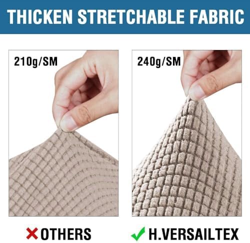H.VERSAILTEX 4 Piece Stretch Sofa Covers for 3 Cushion Couch Covers Furniture Slipcovers (1 Base Cover Plus 3 Seat Cushion Covers) Thicker Jacquard Fabric Cover (XL Sofa, Khaki Sand) - Image 5