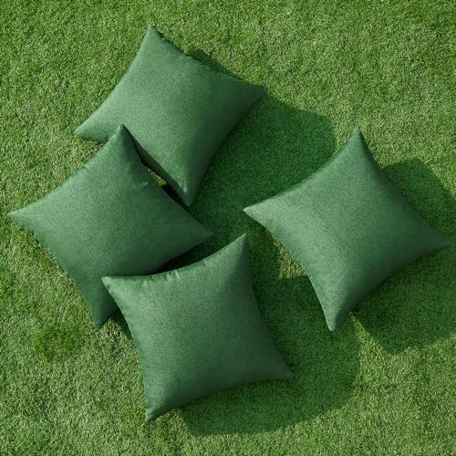 MIULEE Pack of 4 Decorative Outdoor Throw Pillow Covers Linen Waterproof Pillow Covers Summer Farmhouse Cushion Cases for Patio Garden Tent Balcony Couch Sofa 16x16 Inch Dark Green - Image 4