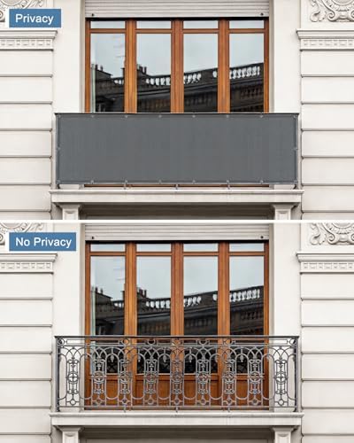 Balcony Privacy Screen Fence UV Protection, Customized 3.3'x41' Dark Grey - Image 2
