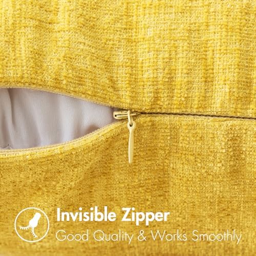 MIULEE Soft Chenille Throw Pillow Covers Yellow 20x20 Inch Pack of 2 - Image 3