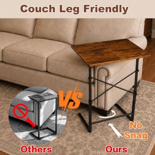 C Shaped End Tables, 22" Adjustable Height Couch Side Table, C Table End Table that Slide Under Sofa, TV Trays Table for Couch, Sofa, Living Room, Small Spaces, Easy to Assemble&Clean - Image 5