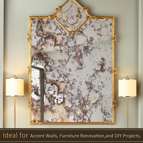 LiveInUrban Vintage Foxed Silver Rusts Antique Chrome Reflective Style Wallpaper, Grunge Peel and Stick Contact Paper for Wall Furniture Vanity Dresser Home Decor, 22.83"x78.74" - Image 6