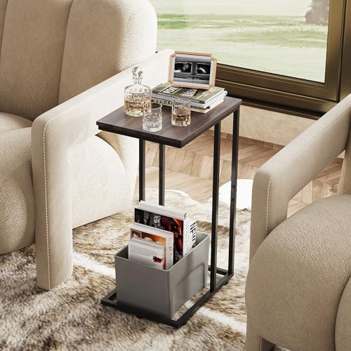 WLIVE C Shaped End Tables Set of 2, C Table Side Table for Couch, TV Trays Set of 2, Couch Side Tables that Slide Under, Small Side Table, C Table for Sofa, Living Room, Bedroom, Small Space, A-Grey - Image 4