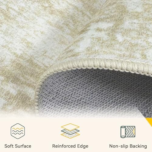RELEANY Washable 8'x10' Abstract Area Rug for Living Room Cream Beige - Image 4