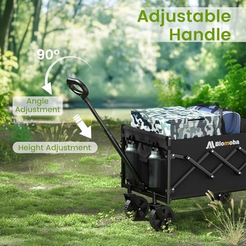 Blomoba Folding Wagon Cart with Wheels, 220lbs Utility Wagon Cart, Black - Image 6