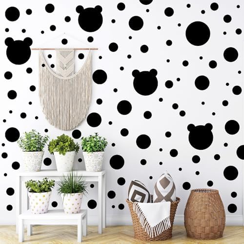 220 PCS Modern Minimal Black Peel & Stick Vinyl Polka Dot Wall Decal Set | 10 sheets circle wall stickers, 8 sizes (6–0.8 in), wall decor for kids room, nursery, classroom, playroom & diy spaces - Image 4