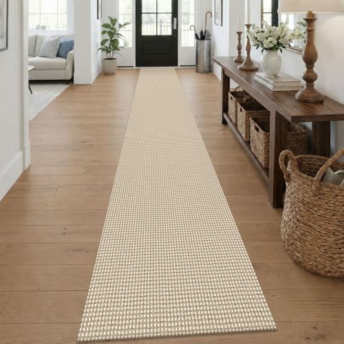KOZYFLY Braided 2x18 Runners Rugs for Hallway, Extra Long Washable Runner Rug, Woven Non Slip Kitchen Runner, Cotton Entryway Rug, Floor Carpet for Entry, Aisle, Hall, Ivory Beige by KOZYFLY