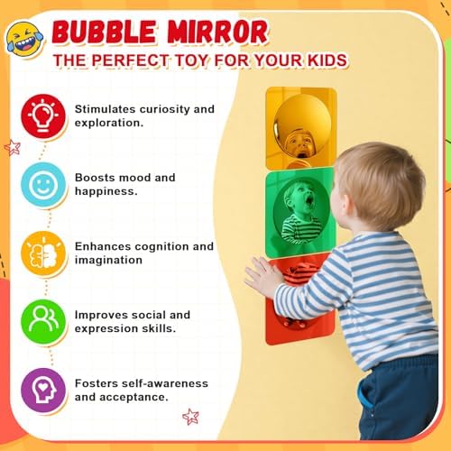 Geiserailie 3 Pcs Sensory Wall Bubble Mirrors, 6 x 6 Inch, CPC Certified - Image 5
