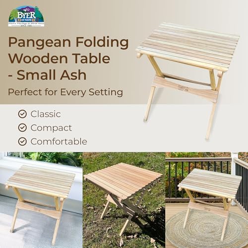BYER OF MAINE Pangean Folding Wooden Side Table, and Garden Use, Patio - Image 2