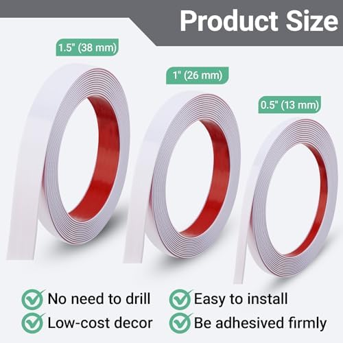 Gaahing 196.8" x 1.5" Matte White Molding & Wall Trim, Flexible Peel and Stick Decorative Strip for Tile, Mirror, Ceiling, Floor, Panel, Cabinet - Image 6