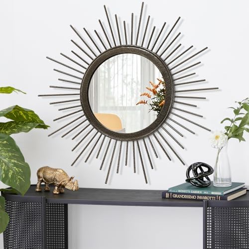 Large Sunburst Wall Mirror, Round Home Modern Metal Art Mirror for Bathroom Living Room Hallway Bedroom Balcony Farmhouse 24" x 24" - Image 2
