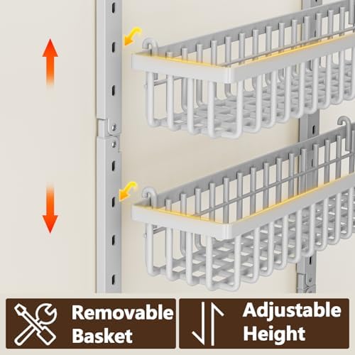 POKIPO 9 Tier Over The Door Pantry Organizer, 2 in 1 Wall Mount or Hanging Spice Rack with Adjustable Deep Basket, Heavy-Duty Seasoning Organizer and Storage for Kitchen Cabinet Closet Bathroom - Image 5