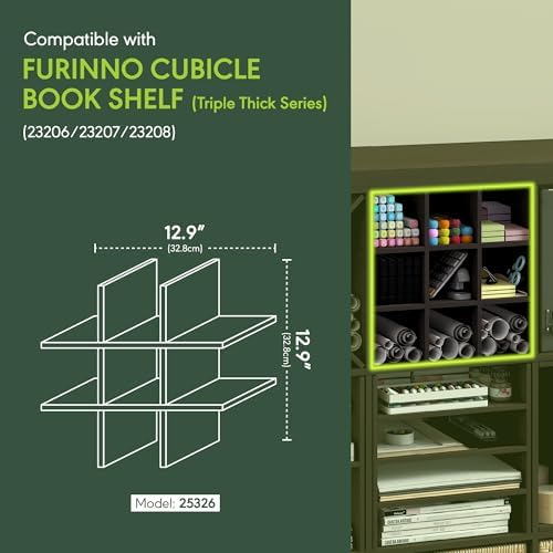 Furinno Cubicle 9-Compartment Cube Insert, Grid Cube Organizer, Dark Oak - Image 3