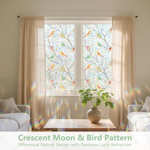 Kromapolis Window Privacy Film, Stained Glass Rainbow Bird, 17.5″ x 78.7″ - Image 2