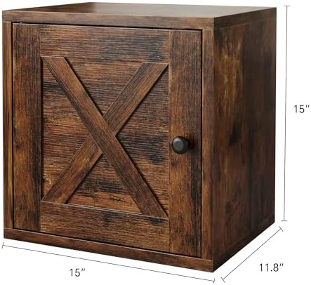 FUSUNBAO Magic DIY Cube Storage Organizer Stackable Cubes for Home Books Clothes Toy-Modular Cubby Storage System-Office Cubical-Bookcase Closet (Antique Brown, Door Cube) - Image 3