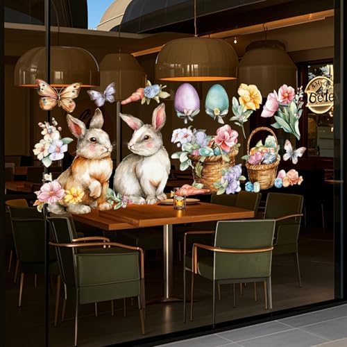 ANNA QUEEN Easter Bunny Wall Decals Peel and Stick Watercolor Rabbit Easter Egg Wall Stickers Removable Vinyl Spring Wall Decor for Kids Room Nursery Bedroom Classroom Holiday Wall Art - Image 5