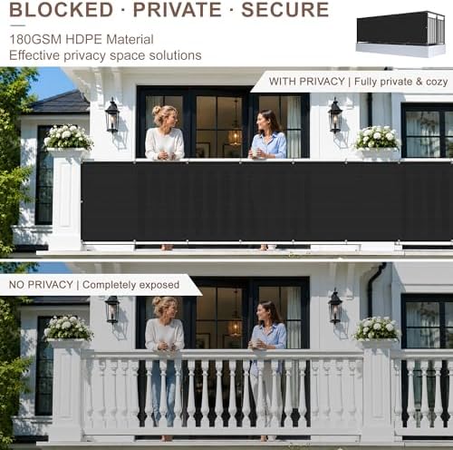 SUNNY GUARD 3' x 6' Balcony Privacy Screen, HDPE Patio Railing Cover Fence - Image 3