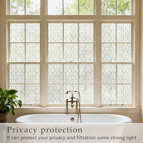 JAYONG Frosted Glass Window Privacy Film with Kit, Lattice 35.4'' x 78.7'' - Image 6