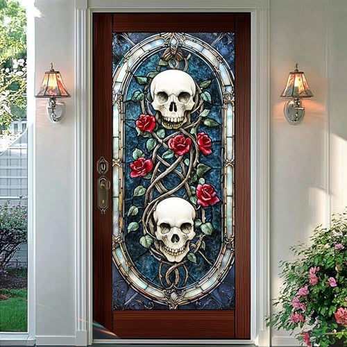 HOMETITUTE Gothic Skull Rose Privacy Window Film Cling 17.7x39.3 PVC - Image 6