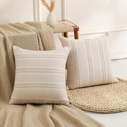 Hckot Stripe Throw Pillow Covers 26x26 Large Square Khaki Pillow Cover - Image 2
