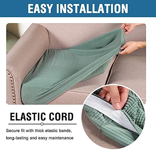 H.VERSAILTEX Super Stretch Individual Seat Cushion Covers - Sofa & Couch Cushion Slipcover Sets - Thick Jacquard Textured Twill Fabric (3 Piece XL, Sage) - Image 5
