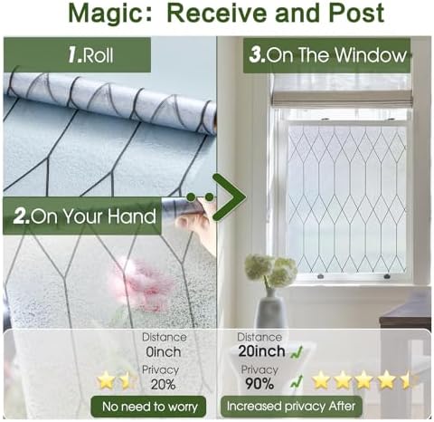Windimiley Window Privacy Film, Moroccan Pattern Static Cling, 35.4"x78.7" - Image 5