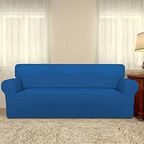 PureFit Stretch Oversized Couch Covers Fleece Sofa Slipcovers Classic Blue - Image 2