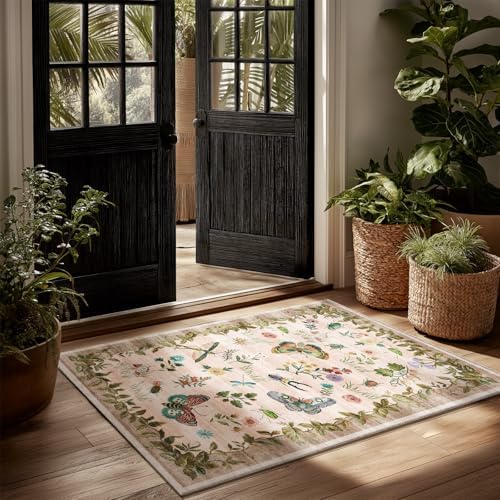 2x3 Washable Small Rugs for Entryway: Door Mat Indoor Entrance Throw Rug Non-Slip Low Pile Soft Kitchen Rug for Front Door Indoor Entrance Bedside Entry Kids Room by palohom