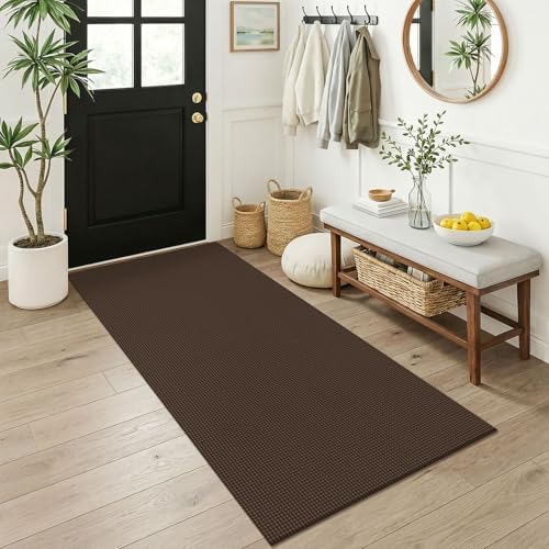 KOZYFLY 3x6 Washable Runner Rug, Non Slip Wide Runners for Hallway, Woven Large Entryway Runners, Braided Floor Carpet Runner for Entry, Kitchen, Bedside, Hall, Brown/Dark Brown by KOZYFLY