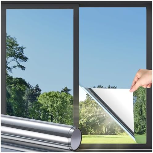 DOWELL Window Tint for Home, One Way Window Privacy Film, Silver by DOWELL