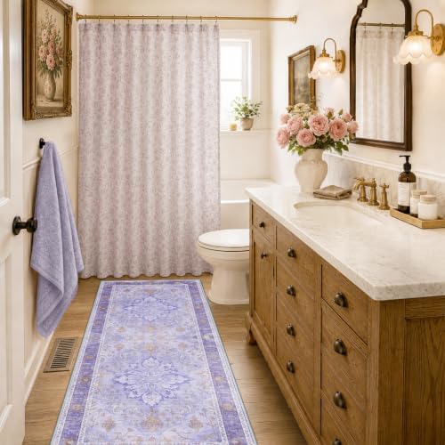 RELEANY Washable Area Rug, Runner 2'x6', Purple - Image 2