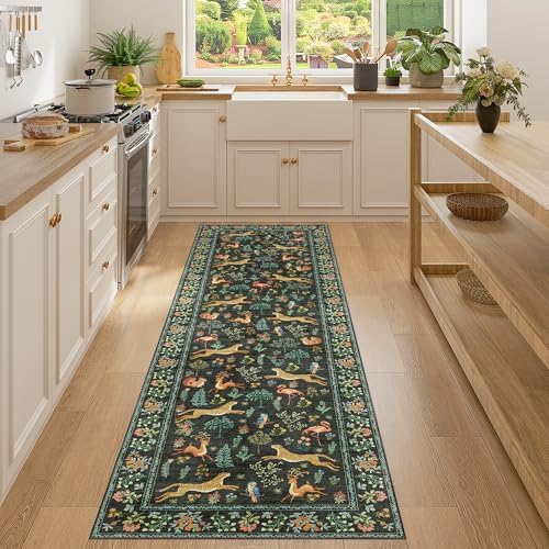DUKINO 2x7 Runner Rug for Hallway, Washable Kitchen Rugs Non Slip, Black by DUKINO