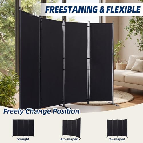 4 Panel Wide Room Divider Wall Screen for Room Separation,88''W x 71''H - Image 6