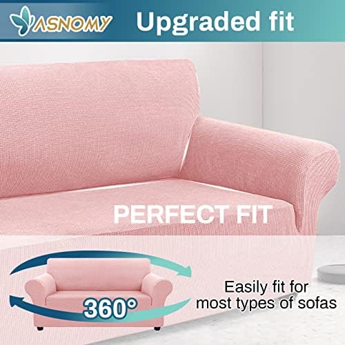 Asnomy Stretch Couch Covers Washable,loveseat Cover Slipcovers,Pink - Image 5