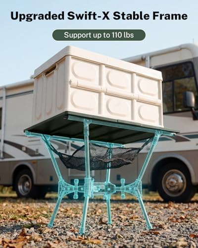 Gonex Foldable Camping Table, Portable Aluminum Roll Up Top Camp Side Table - Image 6