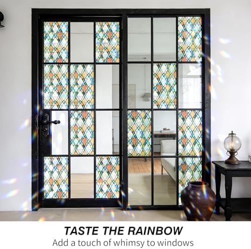 JAYONG Stained Glass Rainbow Window Privacy Film with Kit, 29.5'' x 78.7'' - Image 6