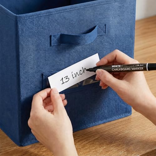Storage Bins,13 Inch Cube Storage Bin with Labels,6pcs,Navy Blue - Image 4