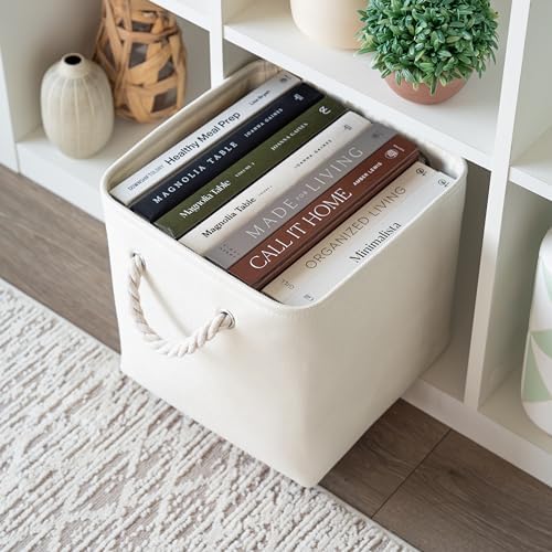 OrganiHaus 11x11 Cube Storage Bins, 4-Pack Fabric Cubes, Rope Handles - Image 5