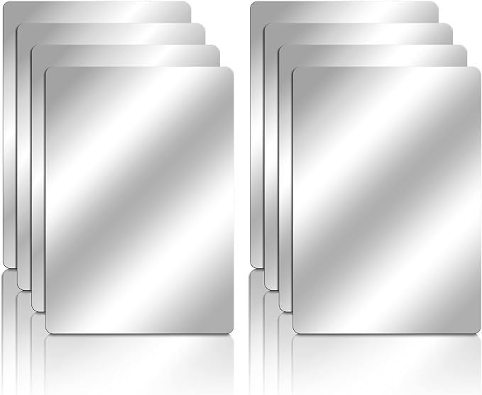 Marsui 8 Pcs Plastic Mirror Tiles 4x6 Inch Shatter Proof Craft Mirrors by Marsui