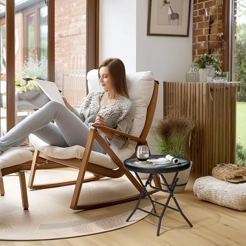 Foldable Side Table with Tempered Glass Top, 2 Pack Black & White - Image 6