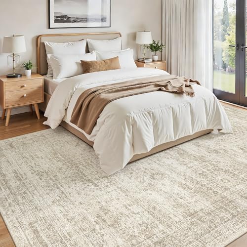 Soalmost 7x10 Area Rug for Living Room Washable Rugs Non-Slip Beige - Image 3