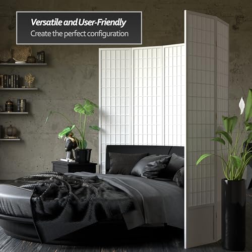Red Lantern 7 ft. Tall Window Pane Shoji Screen - White - 4 Panels - Image 3