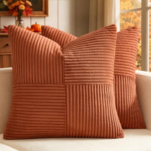 MIULEE Fall Burnt Orange Decorative Throw Pillow Covers for Couch 20x20 in by MIULEE